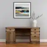 HMS 59 Oak Wood Pedestal Computer Desk with Four Drawers Solid Wood Adjustable for Office or Hotel Use
