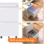 Aobabo 2-Drawer White Metal Office File Cabinet Fully Assembled 25.6''H Legal Letter A4 Size Desk Steel Mobile Lock Wheels
