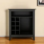 HMS Black Bar Cart with Wine Storage Elegant Sets for Home Bar - Image 4