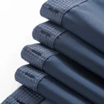 HMS Navy Modern Grid 3D Printed PEVA Shower Curtain Liner Set for Bathroom with 3D Technology Hooks – side view