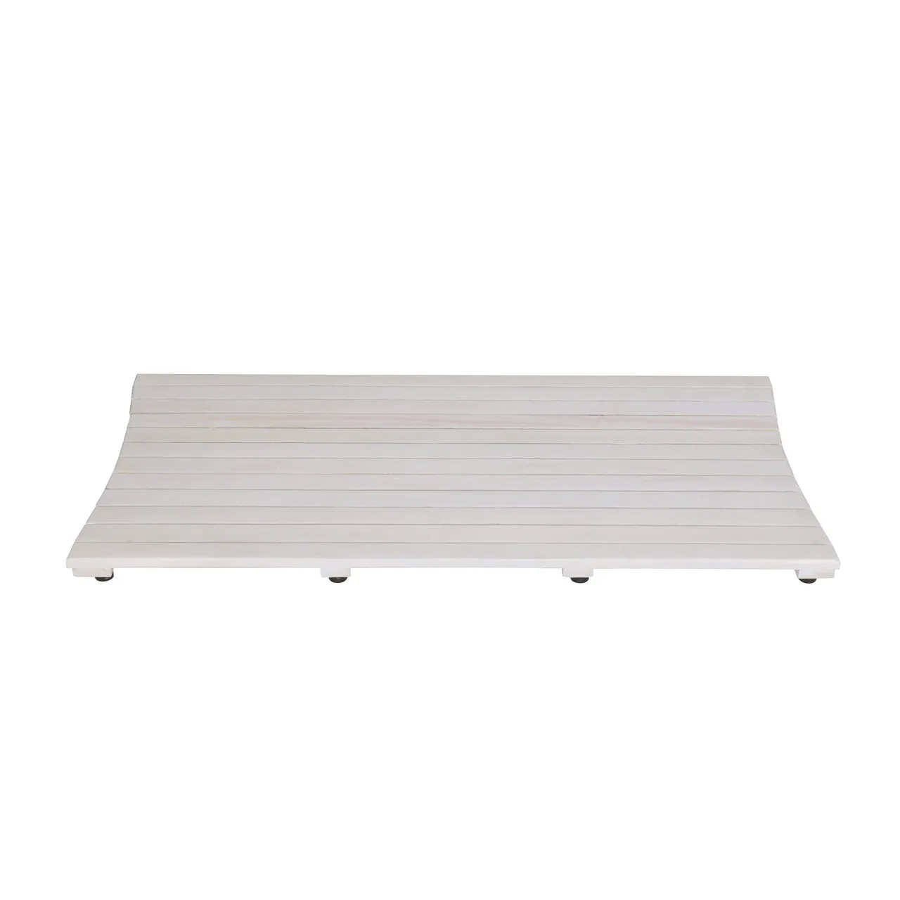 HMS 40" White Teak Slat Non-Slip Bath Mat Anti-Slip Bamboo Bathroom Rug for Bathroom Flooring