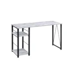 HMS 47" Antiqued White Computer Desk with Black Writing Elegant and Functional Office Furniture – side view