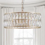 US Stock Free Shipping Fast Ship Modern Gold Crystal Chandelier Dining Room 18" Round Adjustable Hanging Pendant Light