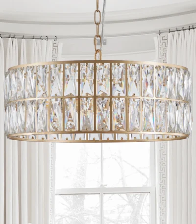 US Stock Free Shipping Fast Ship Modern Gold Crystal Chandelier Dining Room 18" Round Adjustable Hanging Pendant Light