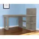 HMS 47" Light Gray L-Shaped Gaming Desk Portable and Foldable Computer Table with Shelf and Drawer for Office Use or Hotel