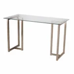 HMS 48" Clear and Champagne Glass Computer Desk with Comfortable Writing Surface – close-up detail
