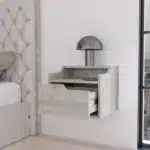 Floating Nightstand with Drawer and Dual Shelf Display for Modern Bedroom – close-up detail