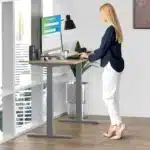 HMS 30" Adjustable Brown and Gray Stainless Steel Computer Desk Stylish Office Furniture – top view