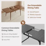 Solid walnut extendable dining table - mid-century modern oval table seats 4-8, seamless extension mechanism