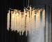 Ship From USA,24-inch Modern Golden Pendant Light with Cascading Crystal Strands,Ideal,Decorative Lighting (Bulb Not