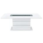 White faux crystal glass and wood pedestal dining table - Goldoma 79-inch glamorous centerpiece