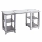 Solid Wood HMS 50 Silver Mirrored Luxury Writing Desk Plate Work Desk for Office CEO Office Bedroom Study Office Building