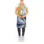 TD Watercolor Birds Design Cooking Tools-Elegant Apron for Kitchen Use – top view