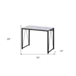 HMS 35 Antiqued White Writing Desk with Black Leather Adjustable and Durable for Hotel or Living Room Use – base detail