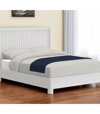 White ribbed solid wood California king bed frame from Goldoma with textured headboard and clean modern design