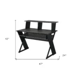 HMS 47" Modern Black Wood and Metal Computer Desk with Drawer Portable Office and Gaming Desk for Hotels – top view