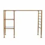 HMS 43 Extendable Modern Writing Desk with Clear and Gold Glass Wood and Metal Material – side view