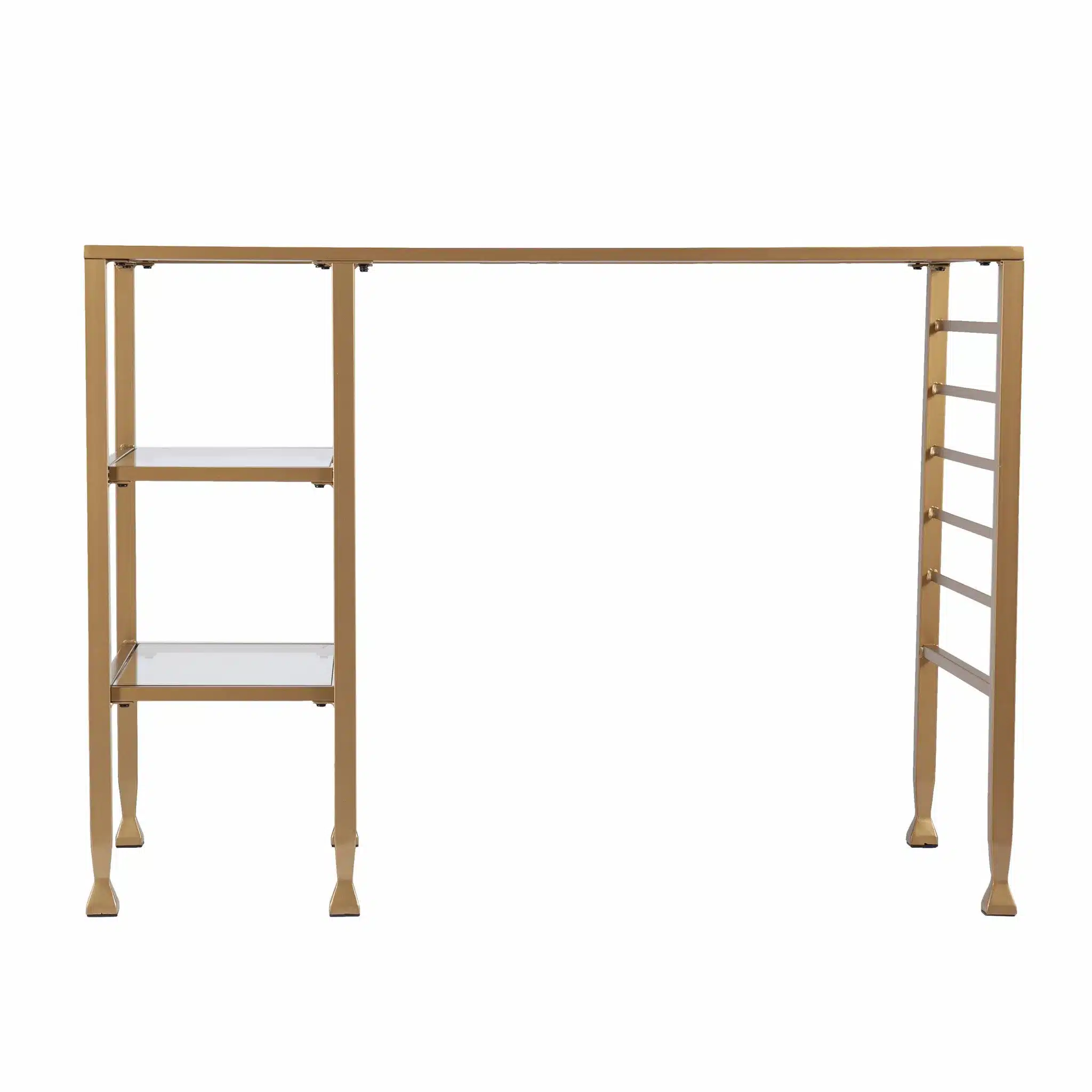 HMS 43 Extendable Modern Writing Desk with Clear and Gold Glass Wood and Metal Material