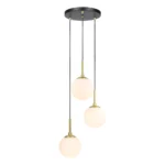 Instock Nordic Led Hanging Lighting E26 3 Head Ball Chandelier White Glass Bar Pendant Light Glass Ball Pendant Light for