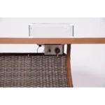 HMS Brown Wicker Rectangular Outdoor Gas Fire Pit Table Ice Bucket Made Corten Steel for Garden Use Can Use Propane Gas