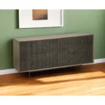 HMS 70 Six Drawer Solid Wood Sideboard in Brown and Black Elegant Wood Six-Drawer Unit - Image 2