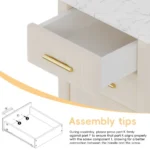 Modern 2-drawer nightstand with wood top beside bed in bedroom
