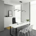 40W Dimmable LED Wave Pendant Light, Adjustable Length Hanging Chandelier Lamp for Kitchen Island, Dining Room, Living Room