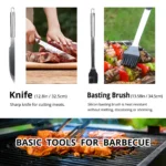 Easy to Carry BBQ Utensil Set Stainless Steel Professional Barbecue Accessories Grill Tool with Bag – top view