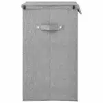 W2B VidaXL Foldable Laundry Hamper 10.2x13.6x23.4" Faux Linen Fabric Durable Plastic Metal Hinges for Bathroom Clothing
