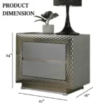 Modern gray nightstand with felt lined top drawer and silver molding plinth base - Goldoma bedroom furniture