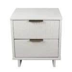 Modern white nightstand with two drawers solid wood bedroom storage