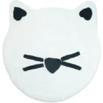 HMS 32" Youthful Cat Shaped Bath Rug White and Black Cotton Kitty Bath Mat