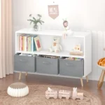 Modern FCJ Children's Bookshelf Foldable Fabric Drawers Wood Plastic Metal Cabinet for Bedroom School Dining Storage