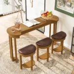 Modern bar table set with 3 PU upholstered stools in a contemporary dining room