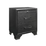 Civic Grey Nightstand with Two Drawers – modern grey nightstand in bedroom