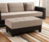 Goldoma 48" Tufted Storage Ottoman - Taupe and Espresso Faux Leather & Microfiber