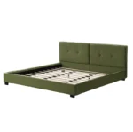 Goldoma king size velvet bed frame with curved tufted headboard in a modern bedroom setting