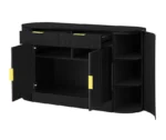 Modern Eco-Friendly Durable Storage Cabinet-2 Doors & 2 Drawers Stripe MDF Sideboard with Handles Curved Side Door - Image 2