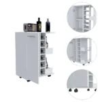 HMS White Rolling Bar Cart with Wine Storage Elegant Bar Sets - Image 3