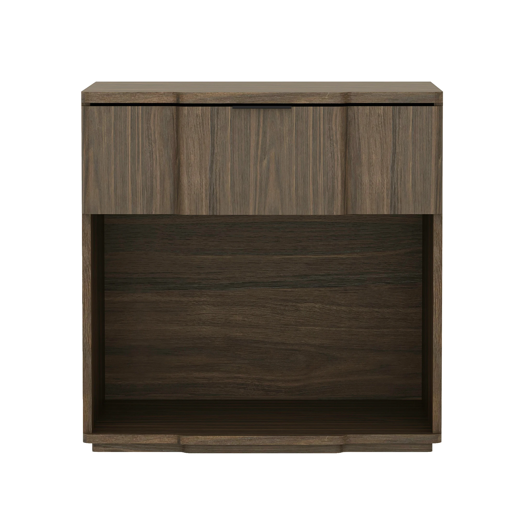 H5db19529555042a8af610e7d0674ad0cA.webp Walnut nightstand with open shelf storage for bedroom use - modern design