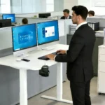 55"x24 Inch Height Adjustable Standing Desk,Office Desk,Computer Desk with Cable Management Tray, for Home & Office