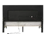 Goldoma adjustable queen bed with diamond cushioned LED headboard and underbed storage in grey and white finish