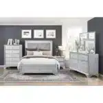 Silver Glam 2-Drawer Nightstand - Contemporary Bedside Table – top view