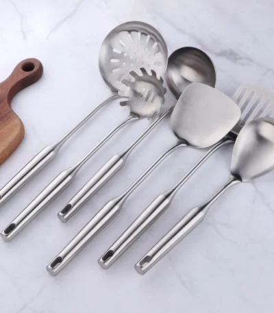 1/7/10Pcs Kitchen Utensils Cooking tools Stainless Steel Shovels Turner Ladle Soup Spoon Colander Filter Silver for