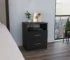 Napoles black nightstand with drawers in a modern bedroom setting