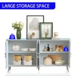 Modern Lacquered 4 Door Wooden Cabinet Sideboard Buffet Server Cabinet Storage Cabinet, for Living Room, Entryway, Hallway - Image 5