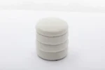 Goldoma Modern Velvet Round Ottoman Pouf with Handmade Design - round velvet ottoman
