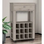 HMS Light Gray Rolling Bar Cart with Wine Storage for Your Home Bar Set