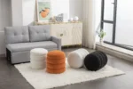 Goldoma Modern Velvet Round Ottoman Pouf with Handmade Design - round velvet ottoman