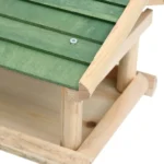 W2B VidaXL Small Green and Natural Wood Solid Fir Bird Feeder Garden Supplies – styled in a modern Outdoor setting